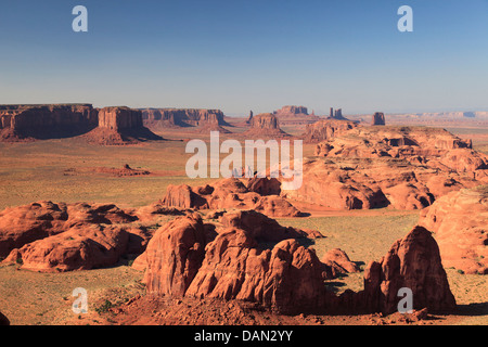 USA, Arizona, View over Monument Valley from the top of Hunt's Mesa Stock Photo