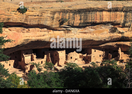 USA, Colorado, Mesa Verde National Park (UNESCO Heritage), Spruce Tree House Cliff dwellings Stock Photo