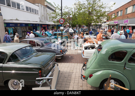 Classic car show in town centre Stock Photo