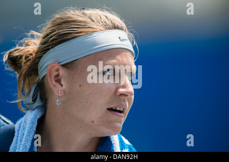 Lucie Safarova of Czech Republic moments after beating Samantha Stosur Stock Photo