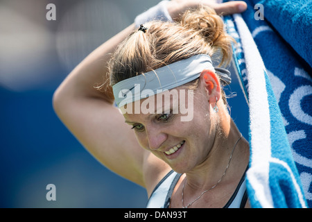 Lucie Safarova of Czech Republic, happy after winning her singles match Stock Photo