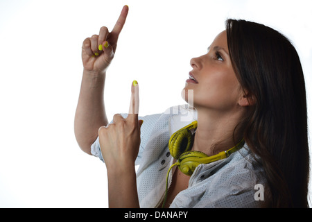 beautiful young woman listening music Stock Photo