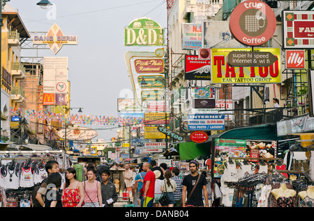 Tourists at Khao San road,Bangkok Stock Photo