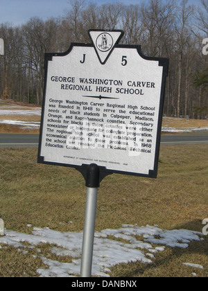 GEORGE WASHINGTON CARVER REGIONAL HIGH SCHOOL George Washington Carver Regional High School was founded in 1948 to serve the educational needs of black students in Culpeper, Madison, Orange, and Rappahnnock counties. Secondary schools for blacks in those counties were either nonexistent or inadequate for collegiate preparation. The regional high school was established as an economical solution to these problems. In 1968 the school was renamed the Piedmont Technical Education Center. Department of Conservation and Historic Resources, 1988 Stock Photo