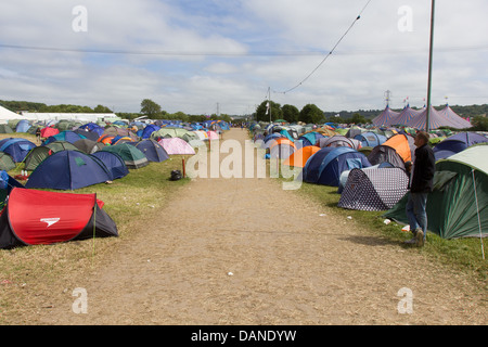 Campsite at the Glastonbury Festival,Pilton, Somerset, England, United Kingdom. Stock Photo