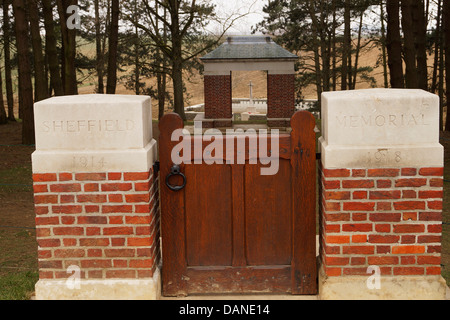 The Sheffield Memorial with Railway Hollow Cemetery in the background Stock Photo