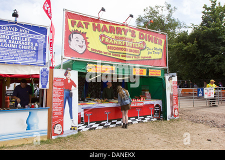 Hot Dog stall at the Glastonbury Festival 2013. Somerset, England, United Kingdom. Stock Photo