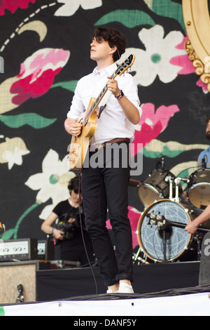Vampire Weekend performing at the Glastonbury Festival 2013. Stock Photo