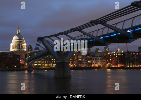 The Millennium Bridge, officially known as the London Millennium Footbridge, St Pauls Cathedral, London, UK