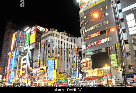 street scene by night Shinjuku Tokyo Japan Stock Photo