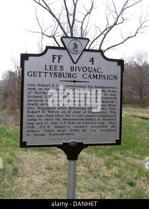 LEE'S BIVOUAC, GETTYSBURG CAMPAIGN  Gen. Robert E. Lee established his headquarters here on the evening of 17 June 1863 as the A Stock Photo