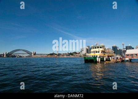 Sydney Harbour ferry stopped at Balmain East Wharf, Sydney, Australia Stock Photo