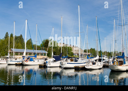 Boats in Thornbury harbor in Ontario, Canada Stock Photo