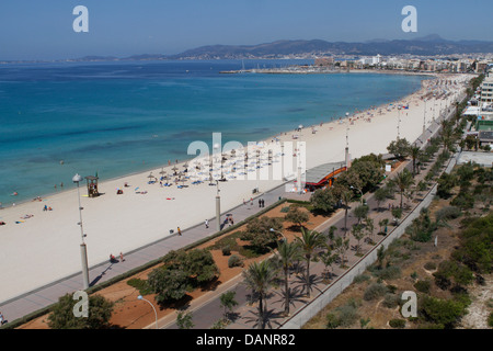 crowded beach, el arenal, majorca, Spain Stock Photo