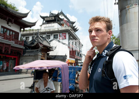 German swimmer Paul Biedermann is seen during a visit of the Yu Garden prior the 2011 FINA World Swimming Championships in Shanghai, China, 18 July 2011. Photo: Bernd Thissen dpa Stock Photo