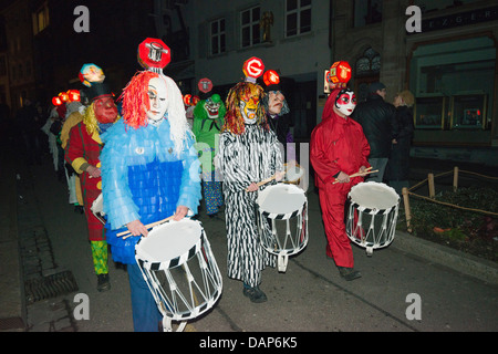 Europe, Switzerland, Basel, Fasnact spring carnival, Morgenstraich morning parade Stock Photo