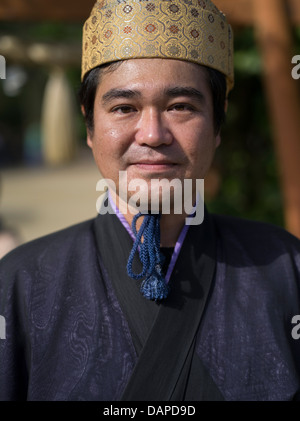 Okinawan man in traditional costume at Ryukyu Mura historical village ...