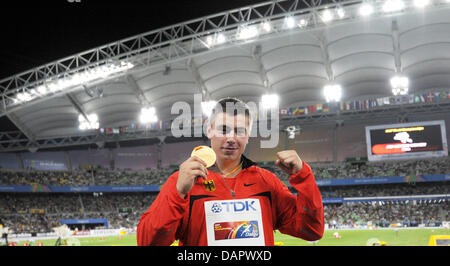 David Storl of Germany wins the gold medal in the Shot Put final at the 13th IAAF World Championships in Daegu, Republic of Korea, 02 September 2011. Photo: Rainer Jensen dpa  +++(c) dpa - Bildfunk+++ Stock Photo