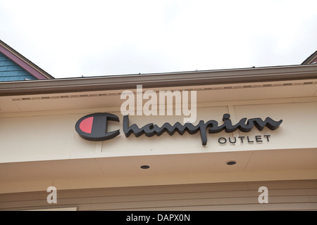 A Champion Outlet store is pictured at the Settlers' Green Outlet Village in North Conway Stock Photo