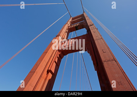 View of the South Tower of the Golden Gate Bridge San Francisco Stock Photo