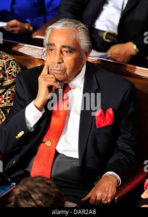 United States Representative Charlie Rangel (Democrat of New York), Chairman of the U.S. House Committee on the Budget listens as U.S. President Barack Obama delivers an address on jobs andthe economy to a Joint Session of Congress at the Capitol in Washington, D.C. on Thursday, September 8, 2011..Credit: Ron Sachs / CNP. (RESTRICTION: NO New York or New Jersey Newspapers or newspa Stock Photo