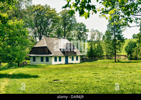 The White Inn in The Orava Ethnographic Park Museum in Zubrzyca Górna, Poland Stock Photo