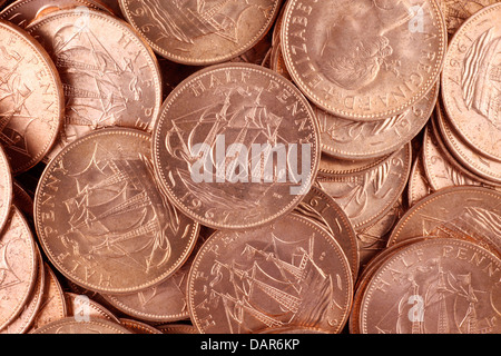 Great Britain uncirculated half pennies from 1967 Stock Photo
