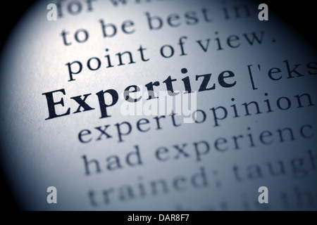 Fake Dictionary, Dictionary definition of the word Expertize. Stock Photo