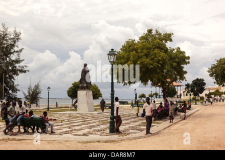 Africa, Mozambique, Mozambique Island. People gathered in park. Stock Photo