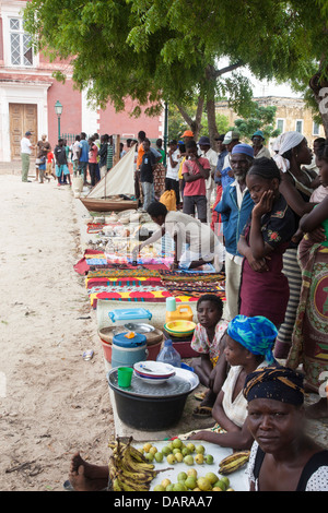 Africa, Mozambique, Mozambique Island. Produce market in town square. Stock Photo