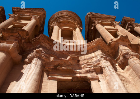 Detail of carved cornice, the Monastery, Petra, Jordan Stock Photo