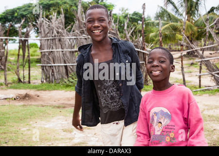 Africa, Mozambique, Quirimba Island. Teenage boys posing for the camera. Stock Photo