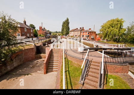 Lock system on the Grand Union Canal at Stoke Bruerne Northamptonshire Stock Photo