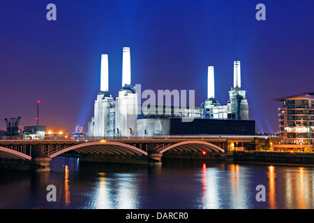 Battersea Power Station Night London UK Stock Photo