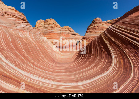 Rock formations in the North Coyote Buttes, part of the Vermilion Cliffs National Monument. This area is also known as The Wave. Stock Photo