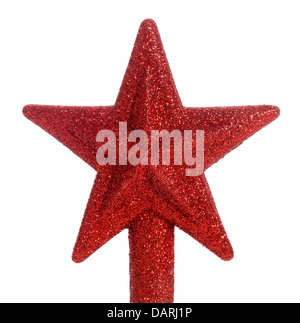 Red glitter Christmas tree topper isolated on a white background Stock ...