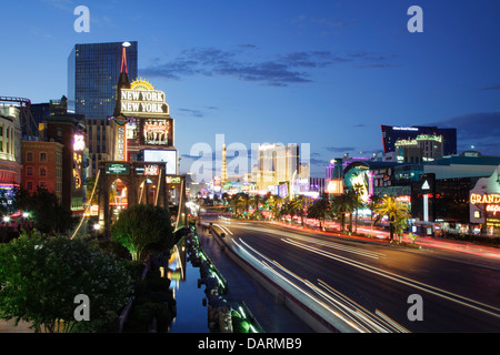 USA, Nevada, Las Vegas, New York New York Hotel and Las Vegas Boulevard Stock Photo
