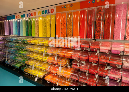 Candy store with multi colored sweets in New York City Stock Photo