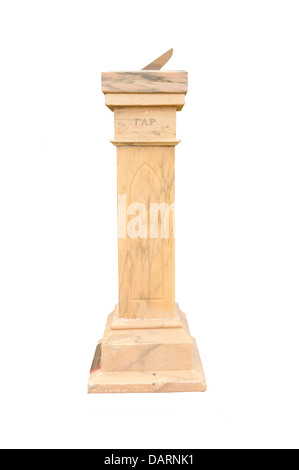 A stone sundial on a white background Stock Photo