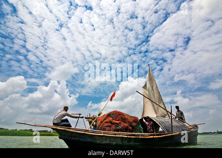 river & sail boat in Bangladesh Stock Photo