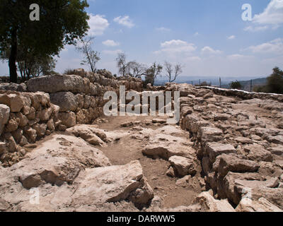 Bet Shemesh, Israel. 18th July 2013. Remains of a 30 meter long wall indicate an area of over 1,000 square meters which constitute the southern part of what researchers claim to be King David's 10th century BCE palace at Khirbet Qeiyafa, identified with the biblical city of Shaarayim. .  Prof. Yossi Garfinkel, of the Hebrew University, and Saar Ganor, of the Israel Antiquities Authority, claim to have positively identified King David's 10th century BCE palace, known to have existed in the Kingdom of Judah at Khirbet Qeiyafa. Credit:  Nir Alon/Alamy Live News Stock Photo