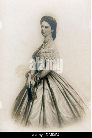 Elisabeth Amalie 'Sisi', 25.12.1837 - 9.9.1898, Empress of Austria 24.4.1854 - 9.9.1898, half length, picture postcard, 2nd half  19th century, Stock Photo
