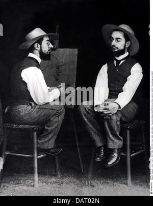 Toulouse-Lautrec, Henri de, 24.11.1864 - 9.9.1901, French artist, as his own model, photomontage by Gilbert,