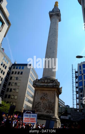 Fireman's Union march through London Stock Photo