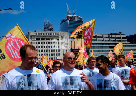 Fireman's Union march through London Stock Photo