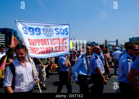 Fireman's Union march through London Stock Photo