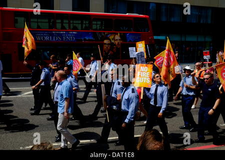 Fireman's Union march through London Stock Photo
