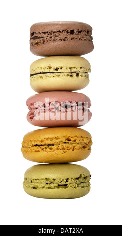 macaroon tower cut out onto a white background Stock Photo