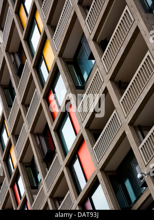 Detail of Park Hill flats Sheffield England UK a listed building opened in 1961 and undergoing renovation by Urban Splash Stock Photo