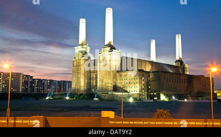 Battersea Power Station Night London UK Stock Photo